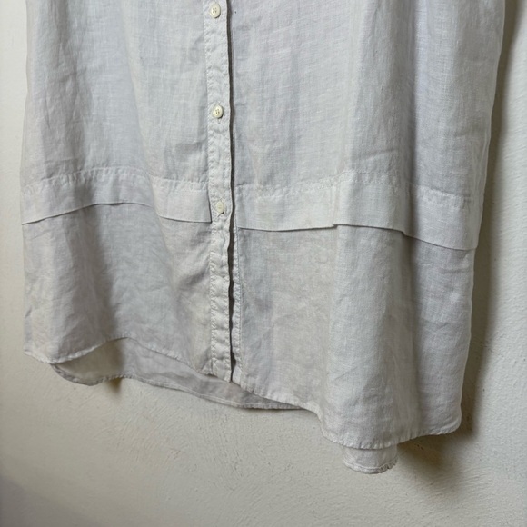 ROSSO35 Made in Italy Linen Ethereal Light Grey Button Down Tunic Sleeveless Top - Picture 8 of 16